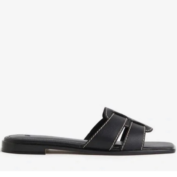 H&M Leather Black Sandals Woman’s Size 9 - Picture 5 of 9